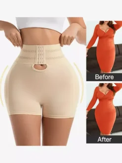 Linge de Mariée Short gainant grande taille ajustable pour femme fermeture à agrafes coussinets de hanches amovibles effet push-up fessier.