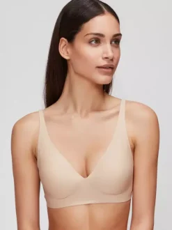 Linge de Mariée Soutien-gorge sans couture effet minimisant sous-vêtements amincissants décolleté en V profond soutien de compression sans fil soutien fin doux confortable abricot clair lingerie en po