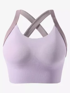 Linge de Mariée Soutien-gorge de sport Bustiers Lavande à maintien élevé pour femme sans armatures dos nageur effet push-up idéal pour la course et le yoga.