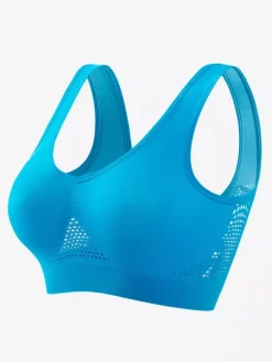 Linge de Mariée Soutien-gorge de yoga dos nu fin sans rembourrage et armatures effet push-up grande taille crop top sexy en maille pour le sport