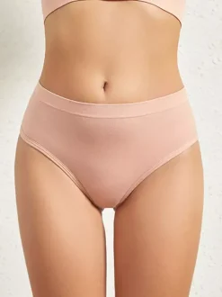 Linge de Mariée String taille basse en coton pour femmes grandes tailles confortable et respirant dos nageur idéal pour le sport et le quotidien couleur chair. Culotte lingerie.
