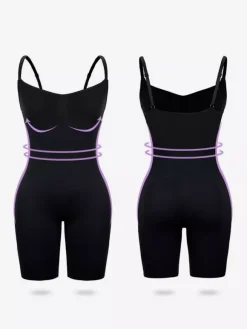 Linge de Mariée Body gainant une pièce amincissant modelant le ventre rehausseur de bras sous-vêtement body gainant abricot clair sans manches bretelles pour le cou