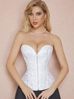Linge de Mariée Bustier à glissière sexy sans bretelles blanc pour femme