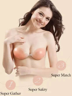 Linge de Mariée Cache-tétons Push Up Soutien-gorge collant Chair Bretelles amovibles Pasties Lingerie de mariée