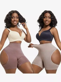 Linge de Mariée Culotte gainante taille haute pour femme effet push-up fessier et ventre plat dos échancré body grande taille