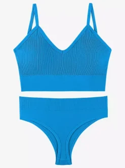Linge de Mariée Ensemble de lingerie 2 pièces : soutien-gorge bralette grande taille fin sans armatures effet push-up soutien-gorge triangle français et culotte assortie.
