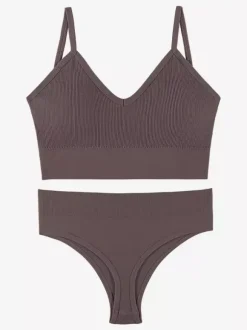 Linge de Mariée Ensemble de lingerie 2 pièces : soutien-gorge bralette grande taille fin sans armatures effet push-up soutien-gorge triangle français et culotte assortie.