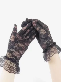 Linge de Mariée Gants courts décontractés en dentelle blanche pour femmes pour fête de mariage