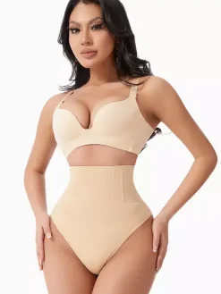 Linge de Mariée Lingerie gainante noire post-partum body string sans coutures taille haute gaine ventre plat et fesses galbées grande taille gaine de récupération