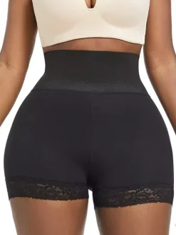 Linge de Mariée Lingerie sculptante noire grande taille shorty gainant push-up pour fesses ventre plat hanches rembourrées silhouette galbée