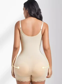 Linge de Mariée Lingerie sculptante couleur chair sans manches bretelles gaine intégrale grande taille contrôle du ventre soutien de la poitrine effet push-up ceinture amincissante