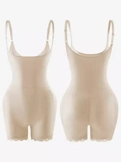 Linge de Mariée Lingerie sculptante couleur chair sans manches bretelles gaine intégrale grande taille contrôle du ventre soutien de la poitrine effet push-up ceinture amincissante