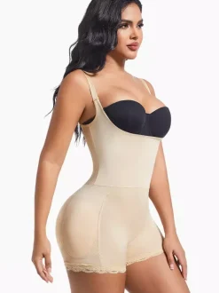 Linge de Mariée Lingerie sculptante couleur chair sans manches bretelles gaine intégrale grande taille contrôle du ventre soutien de la poitrine effet push-up ceinture amincissante