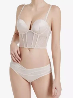 Linge de Mariée Lingerie sexy nude 2 pièces avec soutien-gorge et culotte chic pour adulte