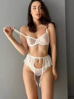 Linge de Mariée Lingerie Soutiens-Gorge Sous-Vêtement Pour Femme Blanc Dentelle 3 Pièces