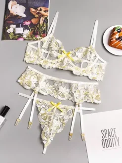 Linge de Mariée Nuisettes Lingerie Sexy Femme Ensembles Deux Pièces Taille Haute avec Bretelles à Col Décolleté Unicolore