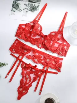 Linge de Mariée Nuisettes Lingerie Sexy Femme Ensembles Deux Pièces Taille Haute avec Bretelles à Col Décolleté Unicolore