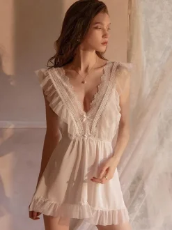 Linge de Mariée Nuisettes Lingerie Nuisette Sexy Blanc Polyester Sexy