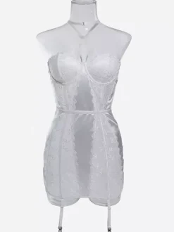 Linge de Mariée Nuisettes Lingerie Femme Babydoll Dentelle Blanche Sexy
