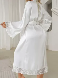 Linge de Mariée Peignoir en soie et dentelle lingerie surdimensionnée robe de nuit
