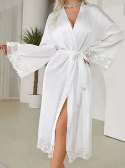 Linge de Mariée Peignoir en soie et dentelle lingerie surdimensionnée robe de nuit