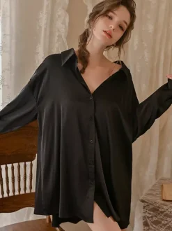Linge de Mariée Pyjamas vêtements de nuit peignoirs n艙uds blancs lingerie dos nu effet soie