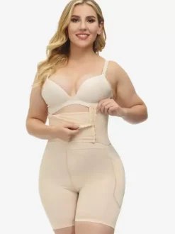 Linge de Mariée Shapewear grande taille Nude Bouton devant Rehausseur de fesses Taille haute Entraîneur Body Shaper