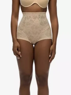 Linge de Mariée Short gainant taille haute en dentelle pour contrôle du ventre et compression pour amincissement des cuisses