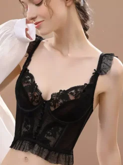 Linge de Mariée Soutien-gorge Culotte En Dentelle De Mariée Pour Femme Lingerie 2 Pièces