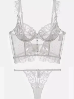 Linge de Mariée Soutien-gorge Culotte En Dentelle De Mariée Pour Femme Lingerie 2 Pièces