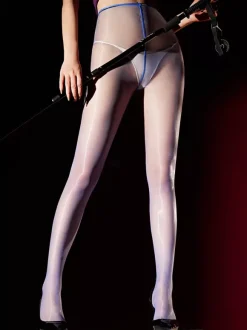 Lingerie collants bas lustrés brillants noirs à n艙uds brillants transparents