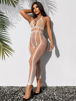 Lingerie collants bas résille collants noirs sexy en nylon découpé
