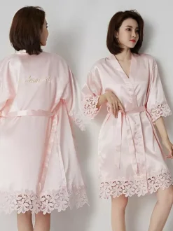 Lingerie de mariée pyjamas vêtements de nuit robes de chambre nuisettes en crochet couleur champagne nuisettes
