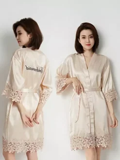 Lingerie de mariée pyjamas vêtements de nuit robes de chambre nuisettes en crochet couleur champagne nuisettes