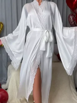 Lingerie de mariée pyjamas robes de chambre nuisettes blanches à lacets nuisettes d'intérieur