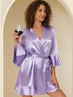 Lingerie de mariée pyjamas vêtements de nuit robes de chambre nuisettes à volants bleu marine foncé nuisettes d'intérieur