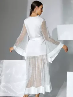 Lingerie de mariée pyjamas vêtements de nuit robes de chambre nuisettes blanches plissées d'intérieur nuisettes