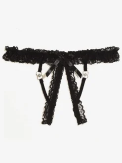 Lingerie Fendue Lingerie Culotte Dentelle Noire Creusée Sexy Adulte