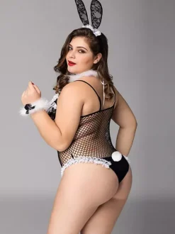 Lingerie grande taille costumes de lapin body résille pour femme
