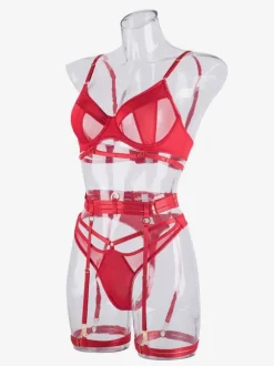 Lingerie Soutiens-Gorge Sous-vêtement Sexy Pour Femme Noir 3 Pièces