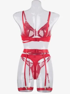 Lingerie Soutiens-Gorge Sous-vêtement Sexy Pour Femme Noir 3 Pièces