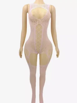 Lingerie bas collants noirs et rouges ajourés
