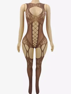 Lingerie bas collants noirs et rouges ajourés