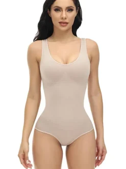Lingerie Body Sculptant Rose Sans Manches Col U