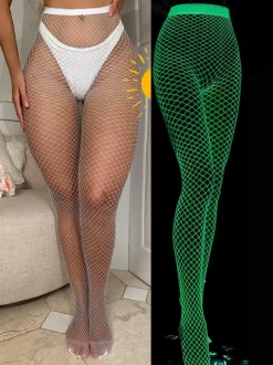 Lingerie Bonneterie Collants En Maille Élastique Sexy Bleu Nylon Découpé