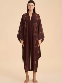 Lingerie de mariée pyjamas robes de chambre nuisettes imprimées abricot à lacets nuisettes d'intérieur