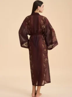 Lingerie de mariée pyjamas robes de chambre nuisettes imprimées abricot à lacets nuisettes d'intérieur