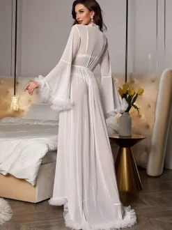 Lingerie de mariée pyjamas vêtements de nuit robes de chambre nuisettes blanches à lacets nuisettes