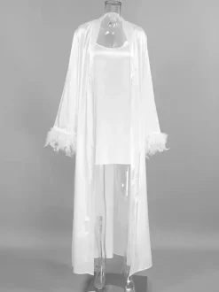 Lingerie de mariée pyjamas vêtements de nuit robes nuisettes d'intérieur en plumes blanches
