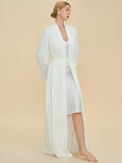 Lingerie de mariée pyjamas vêtements de nuit robes nuisettes en plumes blanches